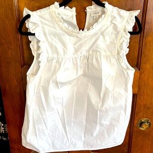 Jcrew factory White sleeveless top with ruffles
